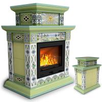 КимрПечь Печь камин керамическая для дачи Билибин центральный двухъярусный Весна (топка: Ладья-600) (топка: Ладья-600)