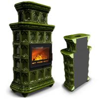 КимрПечь Керамическая печь Истра пристенный двухъярусный Хвоя (комплектация: Ладья-600)