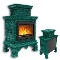 КимрПечь Изразцовая печь Кострома пристенный двухъярусный Волна (топка: Ладья-700) (топка: Ладья-700)