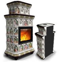 КимрПечь Керамическая печь Истра пристенный двухъярусный Усадьба (комплектация: Облицовка для топки МЛ 700)