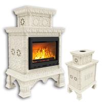 КимрПечь Изразцовая печь Кострома центральный двухъярусный Ваниль (топка: Ладья-600) (топка: Ладья-600)