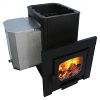 Печь для бани Варвара мини с навесным баком стекло