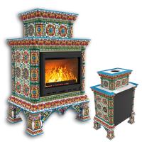 КимрПечь Изразцовая печь Кострома пристенный двухъярусный Май (топка: Ладья-700) (топка: Ладья-700)
