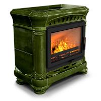 КимрПечь Камин с изразцами Модерн пристенный Хвоя (топка: Ладья-700)