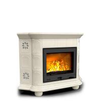 КимрПечь Прованс угловой Ваниль. Камин-печь на дровах. (топка: Ладья-600)