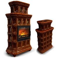 КимрПечь Истра центральный двухъярусный Каштан (комплектация: Облицовка для топок Ладья-700, Erik-700)