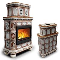 КимрПечь Изразцовый камин Медальон центральный двухъярусный Модерн (топка: Ладья-700) (топка: Ладья-700)