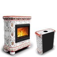 КимрПечь Изразцовый камин Медальон пристенный Рябина (топка: Ладья-700) (топка: Ладья-700)