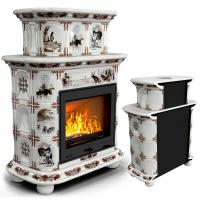 КимрПечь Прованс пристенный двухъярусный Зима в лесу (топка: Ладья-700) (топка: Ладья-700)