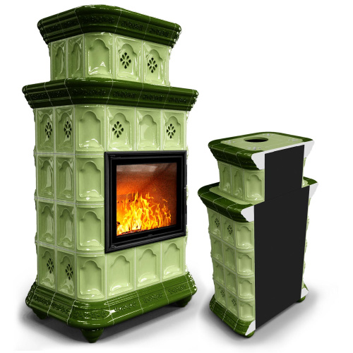 КимрПечь Керамическая печь Истра пристенный двухъярусный Олива (комплектация: Астов-МЛ700)