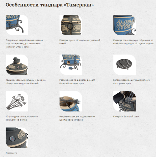 Тандыр ЭКО Тамерлан Морская Волна (со столиком, без колес)