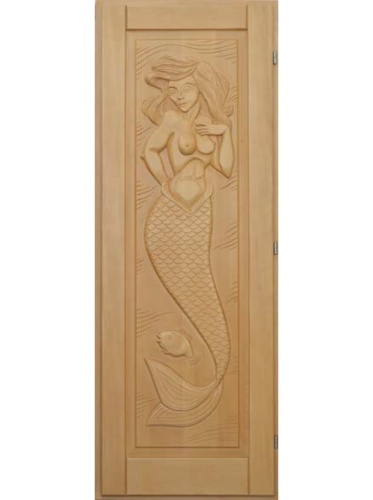 Дверь для бани резная "Русалка" липа 1,0х2,0 правая