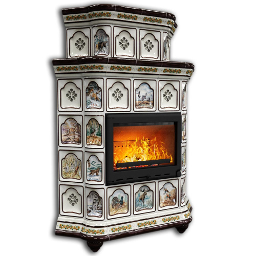 КимрПечь Истра угловой двухъярусный Звери (комплектация: Ладья-700)