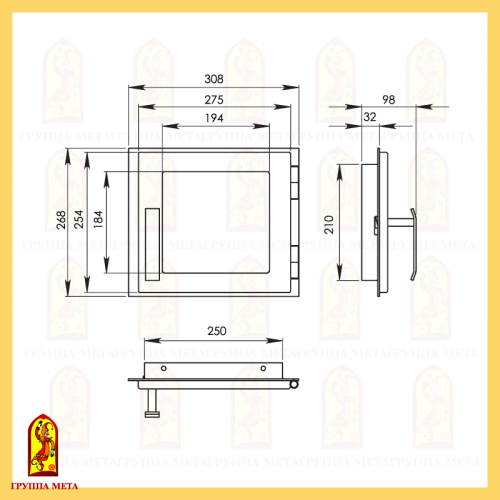 Дверка Мета ДП308-1С печная 308*268