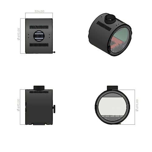 Печь-камин Eysen Tosey 360° два стекла подвесной