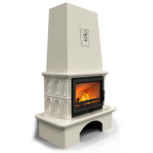 КимрПечь Изразцовый камин Гефест Ваниль (топка: Ладья-700)