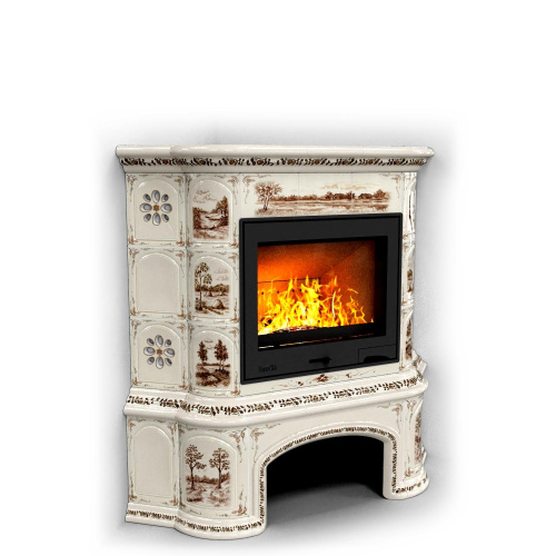 КимрПечь Прованс с дровником угловой Деревня (топка: Ладья-700)