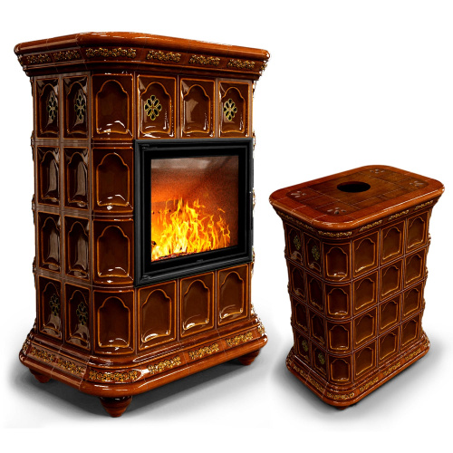 КимрПечь Истра центральный Каштан (комплектация: Облицовка для топки МЛ 700)