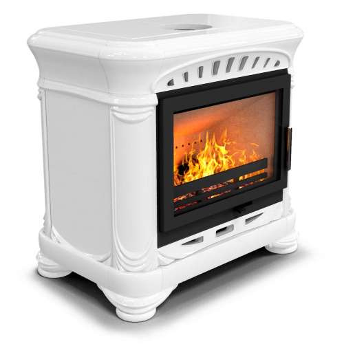 КимрПечь Камин с изразцами Модерн центральный Белый (топка: Ладья-700)