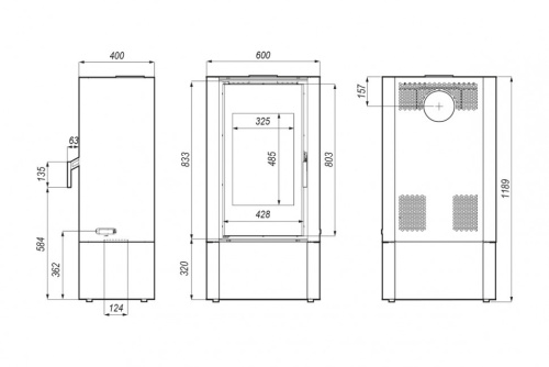 Печь-камин DEFRO HOME SOLUM LOG, 9кВт белая сталь